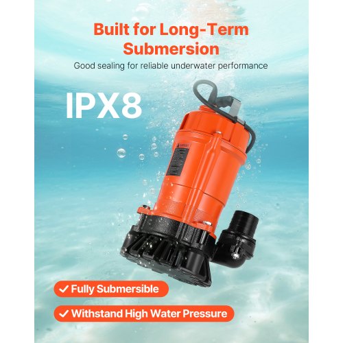 12 HP Submersible Trash Pump 2000 GPH 120V Cast Iron Submersible Sump