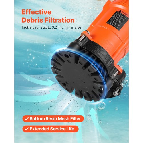 12 HP Submersible Trash Pump 2000 GPH 120V Cast Iron Submersible Sump