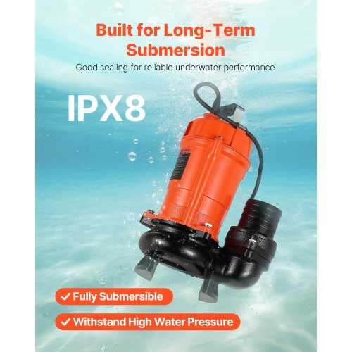 1 HP Submersible Trash Pump 5000 GPH 120V Cast Iron Submersible Sump