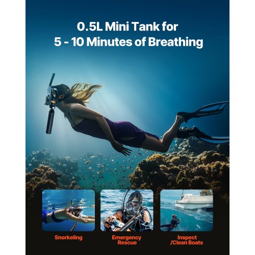 Scuba Tank 05L Portable Scuba Diving Tank Diving Oxygen Cylinder Supports