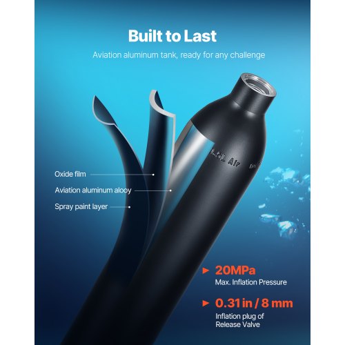 Scuba Tank 05L Portable Scuba Diving Tank Diving Oxygen Cylinder Supports