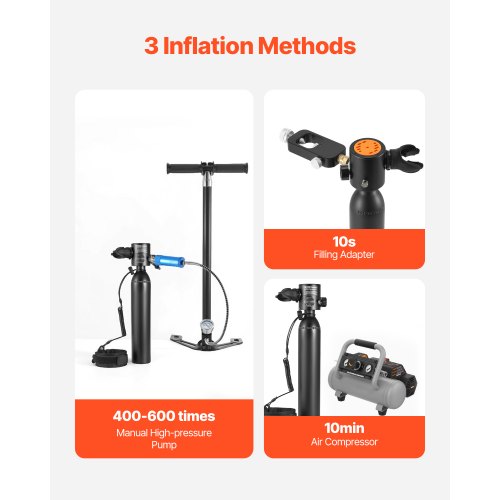 Scuba Tank 05L Portable Scuba Diving Tank Diving Oxygen Cylinder Supports