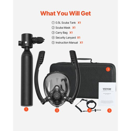 Scuba Tank 05L Portable Scuba Diving Tank Diving Oxygen Cylinder Supports