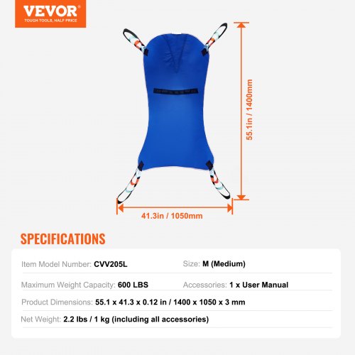 Universal Full Body Patient Lift Sling – Medium Patient Lift Medical Sling