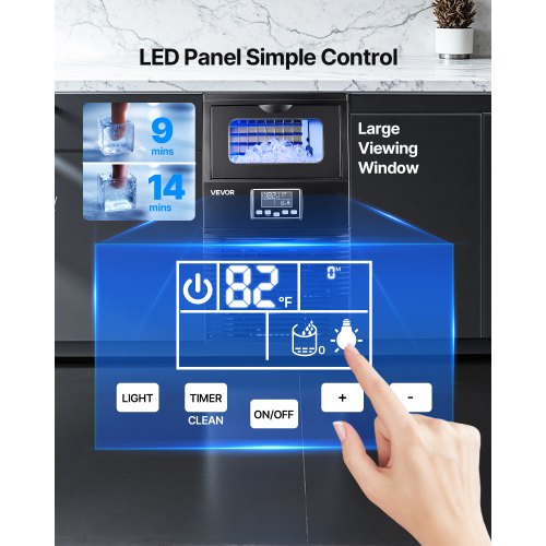Commercial Ice Maker Machine 80 Lbs24H With 12Lbs Storage 32 Cubes Per Cycle