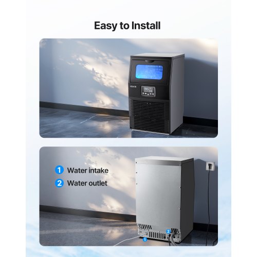Commercial Ice Maker Machine 80 Lbs24H With 12Lbs Storage 32 Cubes Per Cycle