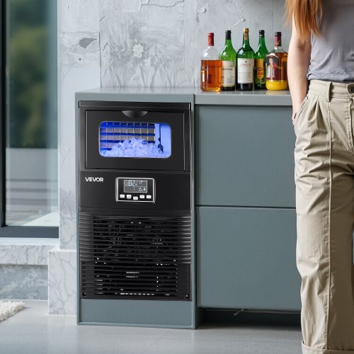 Commercial Ice Maker Machine 80 Lbs24H With 12Lbs Storage 32 Cubes Per Cycle