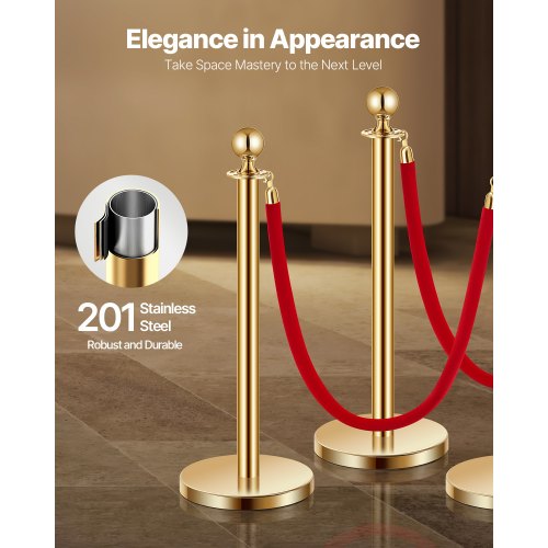 Stanchions and Velvet Ropes 8Pcs Hollow Base with Stainless Steel Post 6