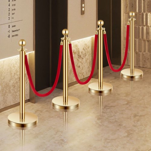 Stanchions and Velvet Ropes 8Pcs Hollow Base with Stainless Steel Post 6