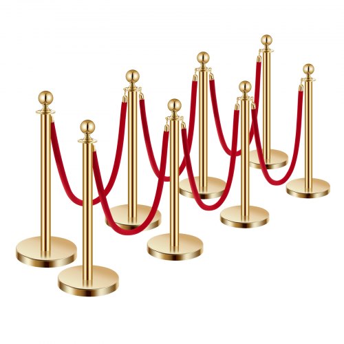 Stanchions and Velvet Ropes 8Pcs Hollow Base with Stainless Steel Post 6