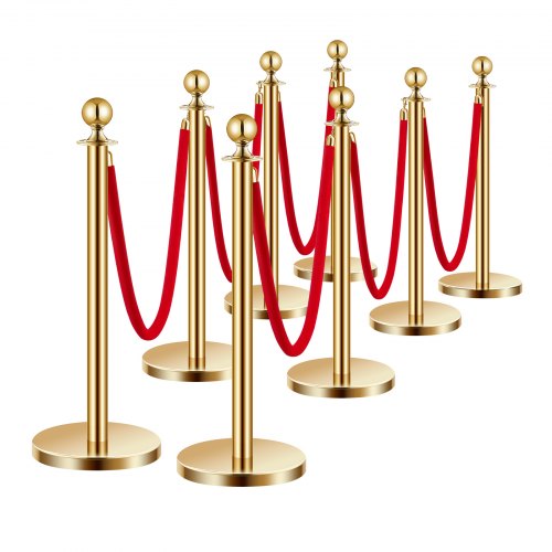 Stanchions and Velvet Ropes 8Pcs Hollow Base with Stainless Steel Post 6