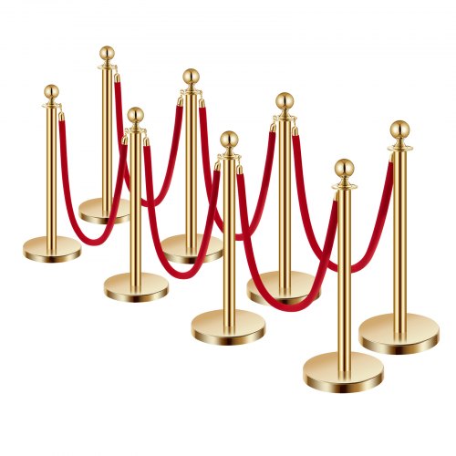 Stanchions and Velvet Ropes 8Pcs Hollow Base with Stainless Steel Post 6