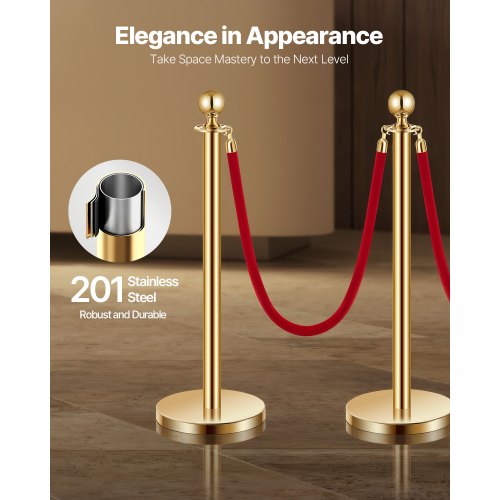 Stanchions and Velvet Ropes 4Pcs Hollow Base with Stainless Steel Post 3