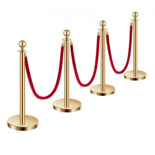 Stanchions and Velvet Ropes 4Pcs Hollow Base with Stainless Steel Post 3
