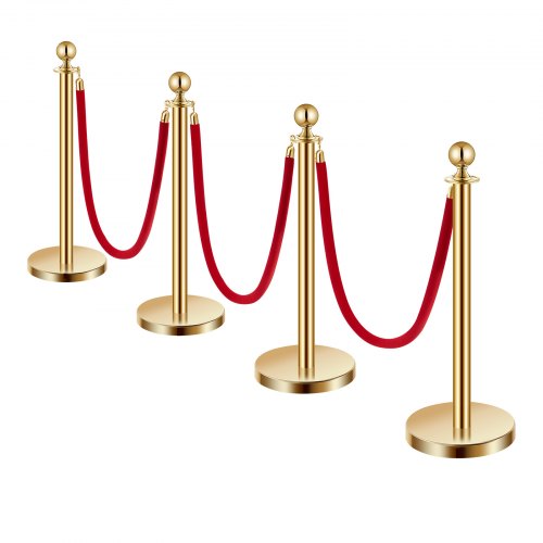 Stanchions and Velvet Ropes 4Pcs Hollow Base with Stainless Steel Post 3