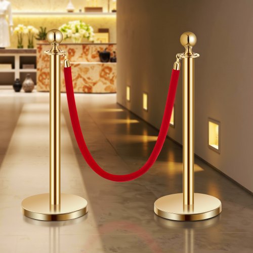 Stanchions and Velvet Ropes 4Pcs Hollow Base with Stainless Steel Post 2