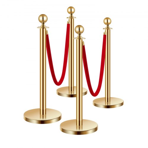 Stanchions and Velvet Ropes 4Pcs Hollow Base with Stainless Steel Post 2