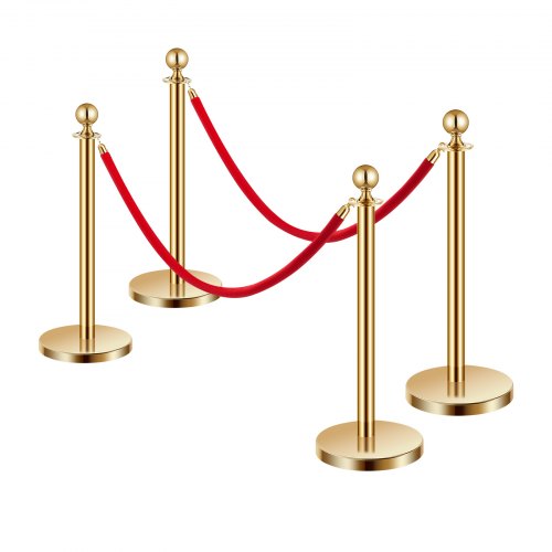 Stanchions and Velvet Ropes 4Pcs Hollow Base with Stainless Steel Post 2