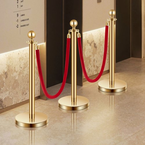 Stanchions and Velvet Ropes 6Pcs Hollow Base with Stainless Steel Post 4