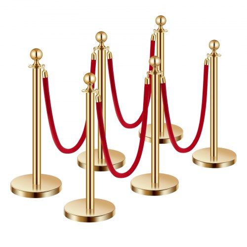 Stanchions and Velvet Ropes 6Pcs Hollow Base with Stainless Steel Post 4