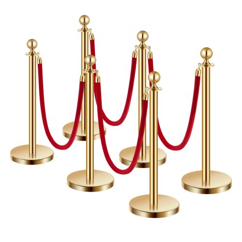 Stanchions and Velvet Ropes 6Pcs Hollow Base with Stainless Steel Post 4