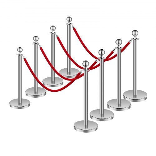 Stanchions and Velvet Ropes 8Pcs Hollow Base with Stainless Steel Post 4