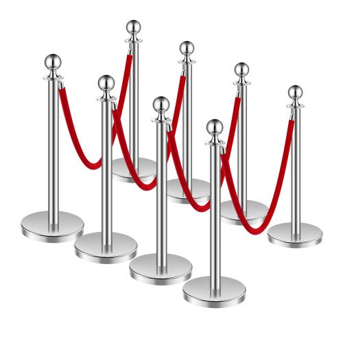 Stanchions and Velvet Ropes 8Pcs Hollow Base with Stainless Steel Post 4