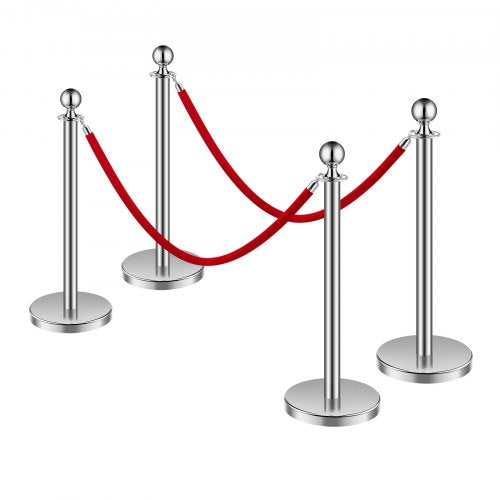 Stanchions and Velvet Ropes 4Pcs Hollow Base with Stainless Steel Post 2