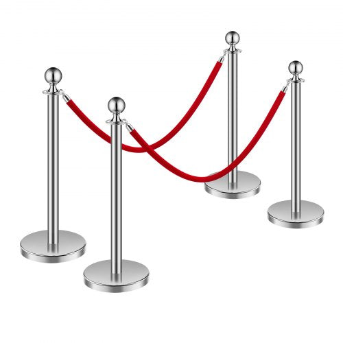 Stanchions and Velvet Ropes 4Pcs Hollow Base with Stainless Steel Post 2