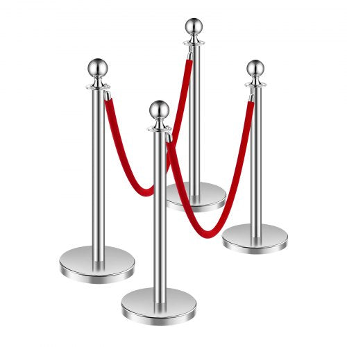 Stanchions and Velvet Ropes 4Pcs Hollow Base with Stainless Steel Post 2