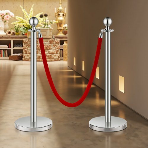 Stanchions and Velvet Ropes 6Pcs Hollow Base with Stainless Steel Post 3