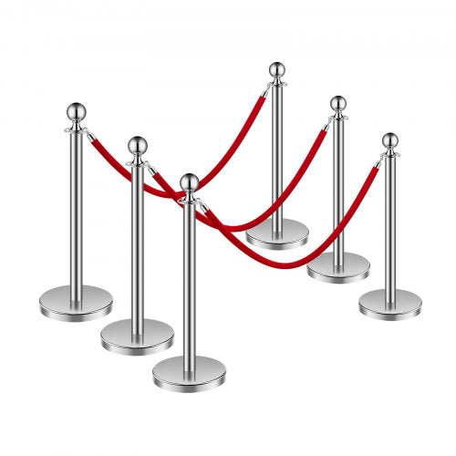 Stanchions and Velvet Ropes 6Pcs Hollow Base with Stainless Steel Post 3
