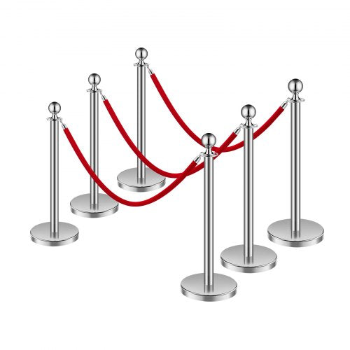 Stanchions and Velvet Ropes 6Pcs Hollow Base with Stainless Steel Post 3