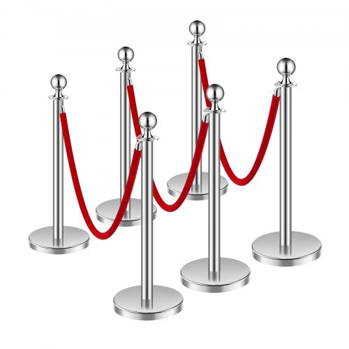 Stanchions and Velvet Ropes 6Pcs Hollow Base with Stainless Steel Post 3