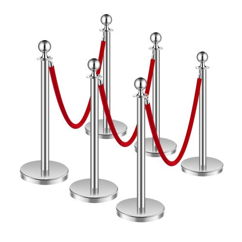 Stanchions and Velvet Ropes 6Pcs Hollow Base with Stainless Steel Post 3