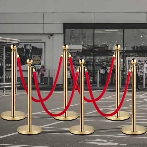 Stanchion Post with Velvet Rope 6Pack Crowd Control Stanchion with 4PCS