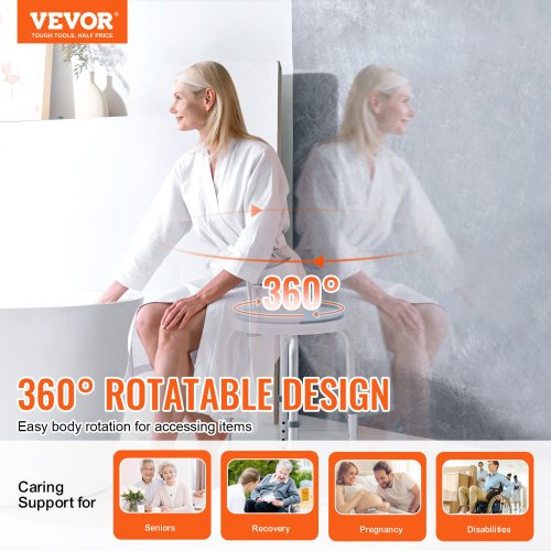Shower Chair for Inside Shower 360 Degree Swivel Shower Seat Adjustable