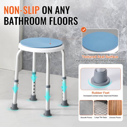 Shower Chair for Inside Shower 360 Degree Swivel Shower Seat Adjustable