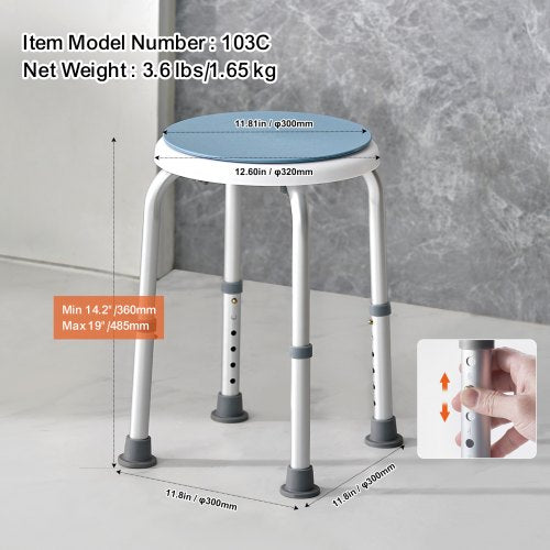 Shower Chair for Inside Shower 360 Degree Swivel Shower Seat Adjustable