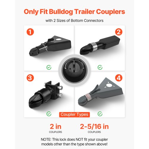 Trailer Lock Fits 2 2516Inch Bulldog Trailer Couplers Heavy Duty