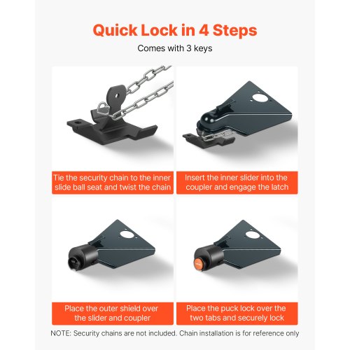 Trailer Lock Fits 2 2516Inch Straight Tongue Ball Couplers Heavy Duty