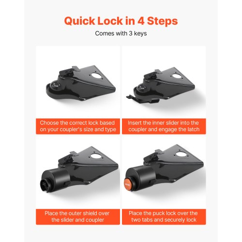 Trailer Lock Fits 2516Inch Airstream Couplers Heavy Duty Hitch Lock