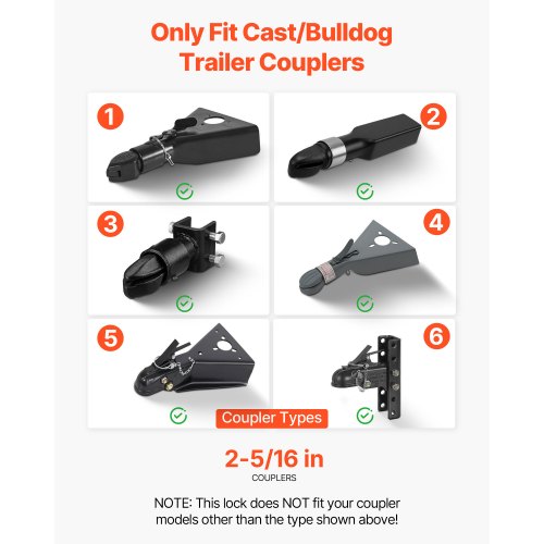 Trailer Coupler Lock Fits 2516Inch CastBulldog Trailer Couplers Heavy