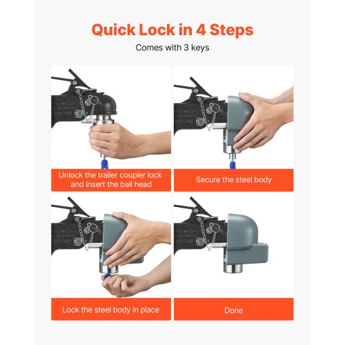 Trailer Coupler Lock Fits 2516Inch CastBulldog Trailer Couplers Heavy