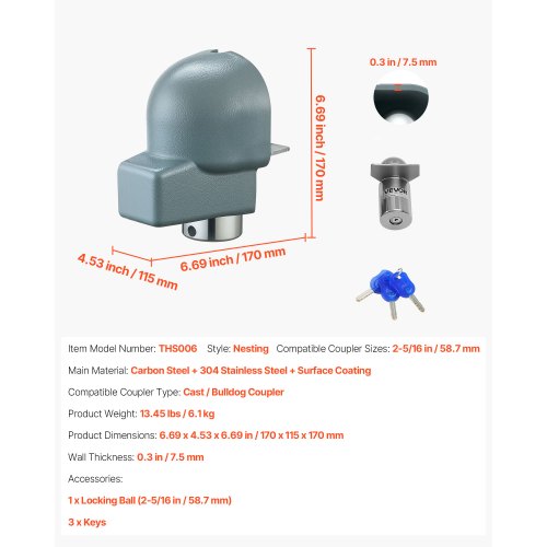Trailer Coupler Lock Fits 2516Inch CastBulldog Trailer Couplers Heavy