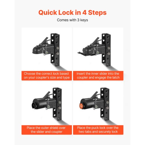 Trailer Lock Fits 2516Inch Cast Ball Couplers Heavy Duty Hitch Lock
