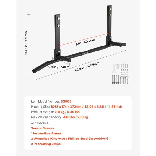 Joist Mount Pull Up Bar Ceiling Mounted Chin Up Bar for Home Gym