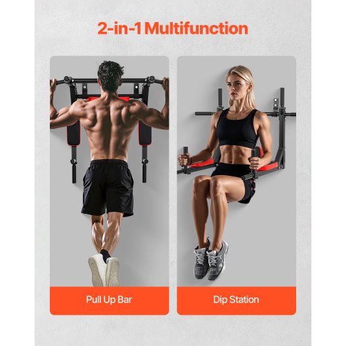 Multifunctional Pull Up Bar Wall Mounted Chin Up Bar Dip Station for Home