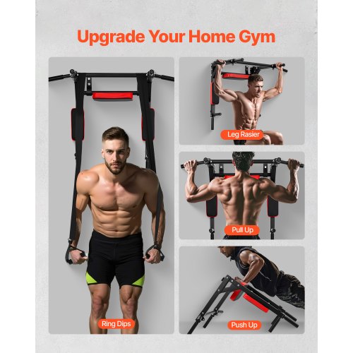 Multifunctional Pull Up Bar Wall Mounted Chin Up Bar Dip Station for Home