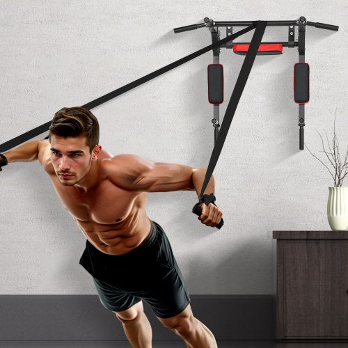Multifunctional Pull Up Bar Wall Mounted Chin Up Bar Dip Station for Home